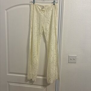 Cream Lace Flare Swim Cover Up Pants